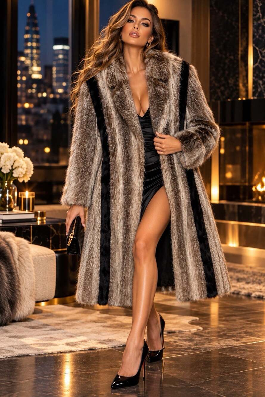Vintage Nutria Fur Coat Womens M Brown Gray Long 44”